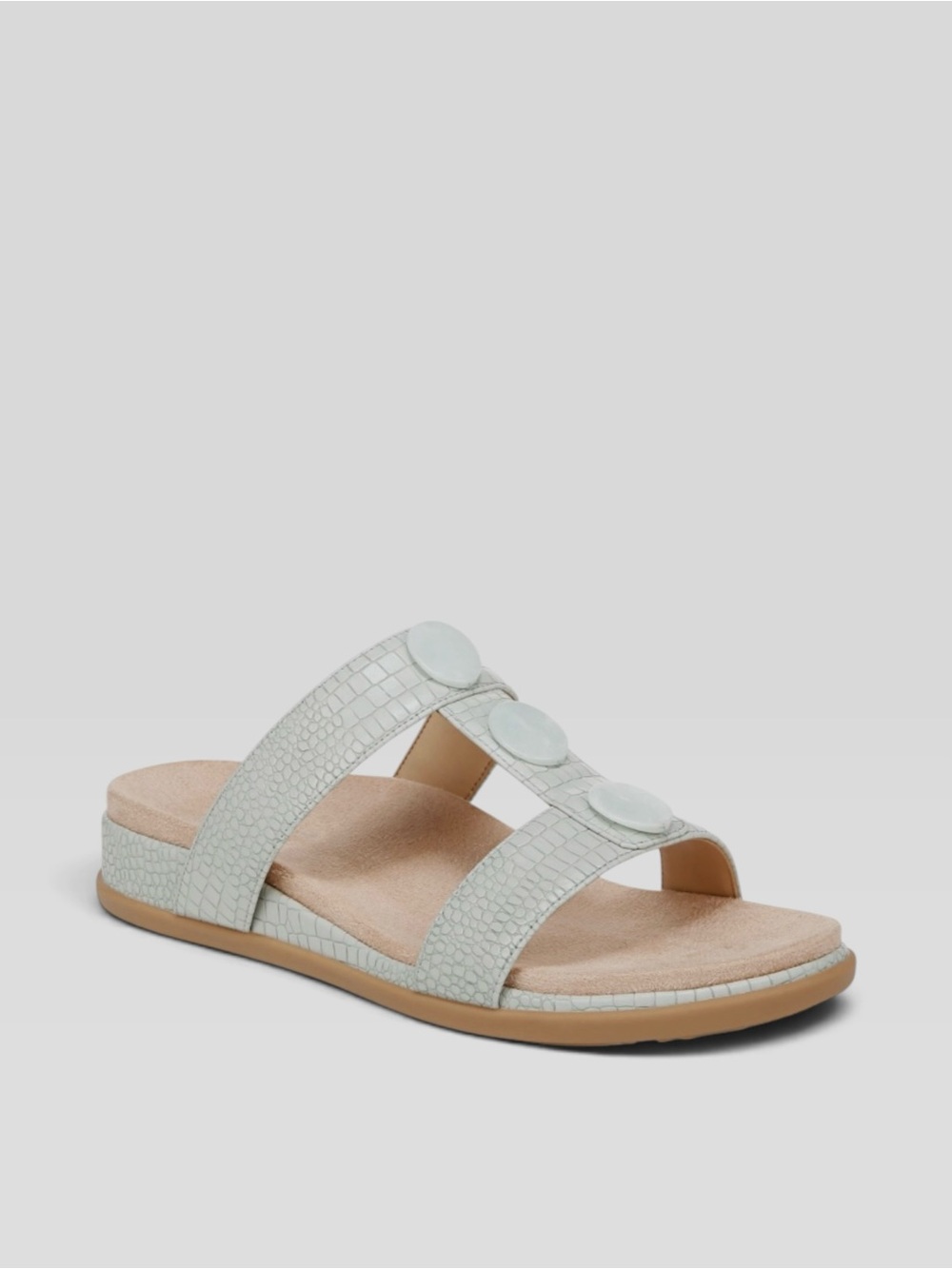 VIONIC Sandals NEW Serra Comfort Slides Leather in mint green Size 8.5